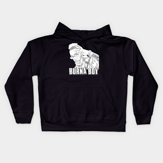 Burna boy // White rero // Hip hop Kids Hoodie by Degiab